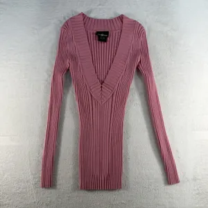 VTG‎ Y2K Its Our Time S Small Sweater Rib V-Neck Coquette Retro Preppy 90s Twee thumbnail 4