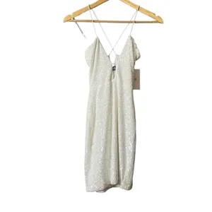 Revolve Nookie Supreme White Sequin Strappy NYE Mini Dress‎ Size S NEW thumbnail 3