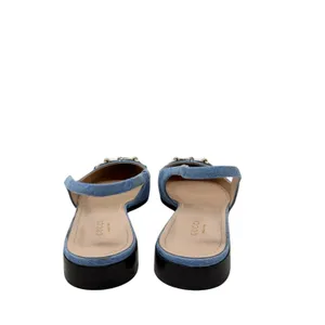 Gucci Erin Horsebit GG Canvas Slingback Blue Denim Ballet Flats Size 38 thumbnail 8