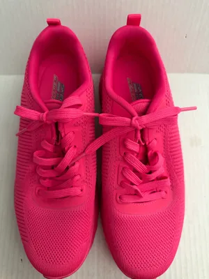 BOBS from Skechers Chaos Hot Pink Knit Lace-Up Sneakers thumbnail 3