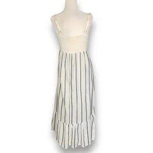 Melloday Embroidered Floral‎ Striped Sundress Ruffle Hem Strapless Boho Summer thumbnail 7
