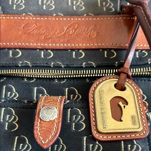 Dooney & Bourke Black and Brown Logo Satchel thumbnail 2