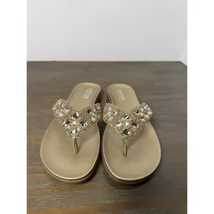 Kenneth Cole Reaction Glam-athon Beaded‎ Thong Sandals Gold Size 6.5 New thumbnail 7