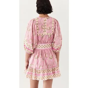 💕CLEOBELLA💕 Magdalena Mini Dress ~ Pink Wildflower Block Print Medium M NWT thumbnail 3