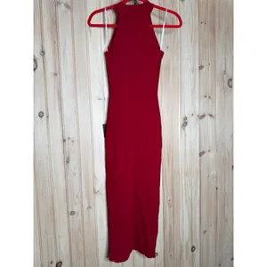Lulus Sunia Red Sleeveless Button Midi Sweater Dress Wedding Holiday Medium thumbnail 6