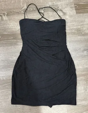 NWT Halara Black Lace Up Mini Dress with Easy Peezy Shorts thumbnail 1