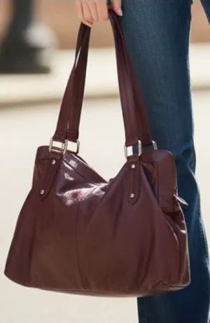 HOBO Burgundy Leather Shoulder Tote Bag Y2K Vintage Brown Slouchy thumbnail 1