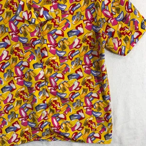 Vintage Stuart Lang 6 Yellow Abstract Print Blouse Top Camp Maximalist Artsy 80s thumbnail 2