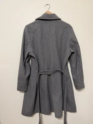 NWT Express Grey Pea Coat Size XL Wool Long Gray Tie NEW Women’s thumbnail 5