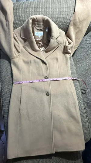 Calvin Klein Wool Polyester Cashmere Blend Tan Camel Coat Jacket thumbnail 5