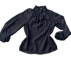 Joie black black ruffle turtle‎ neck with sheer sleeves size s thumbnail 1