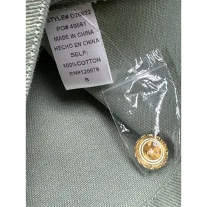 Entro Sage‎ Green Utility Shift Dress Gold Buttons Pockets Small NWT thumbnail 7