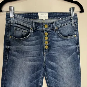 McGuire Gainsbourg Exposed Button Fly Raw‎ Gem Crop Denim Jeans thumbnail 4