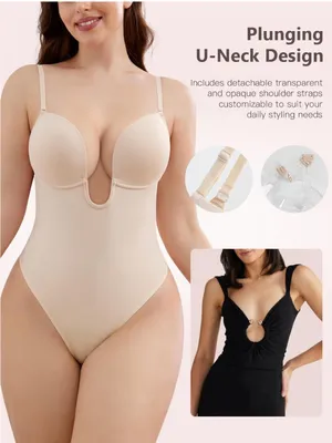 Slimers Plunge Backless Shapewear for Women: Low Back Tummy Control Shaper thumbnail 11