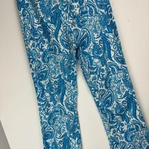 NWOT ZARA Linen Blend Trouser Pants Sz 6 Kick Flare Hem Blue Paisley Print thumbnail 13