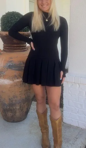 Free People Emmy Ribbed Knit Mini Dress Black M thumbnail 7