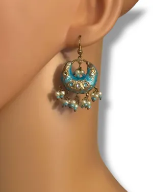 Meenakari Chandbali India hoop dangle earrings thumbnail 3