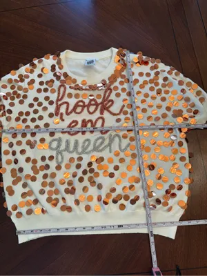 Queen of Sparkles Hook 'em queen University of Texas Longhorns sequined sweater thumbnail 8