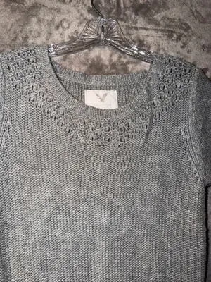 American Eagle Outfitters Knit Sweater Size M Gray Short Sleeve Tunic thumbnail 4