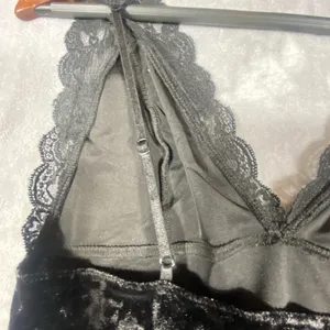 Free People Black Velvet Tank Top mini dress Small Babydoll Lace Romantic Whimsy thumbnail 10