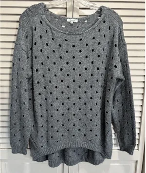 Maurices‎ Open Knit Sweater Gray Size Large Long Sleeve Boat Neck High/Low thumbnail 1