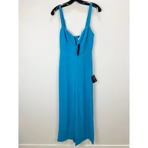 Lulus Brighton Bright Blue Plunge Wide-Leg Jumpsuit Formal Cocktail Small NWT thumbnail 6
