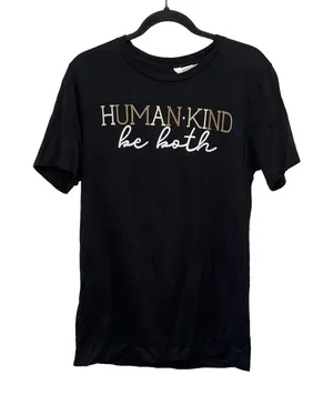Bella Canvas Human Kind‎ Be Both Graphic Tee Medium Black Inspirational Shirt thumbnail 1