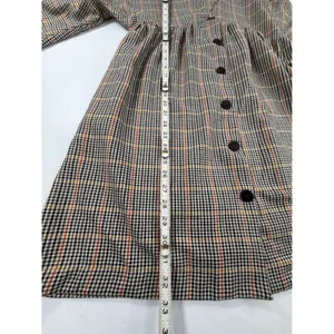 Zara TRF Plaid Babydoll Mini Dress Brown Orange Check Button Front Medium thumbnail 5