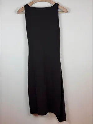 Lauren Ralph Lauren Chocolate Brown Draped Tie Side Asymmetrical Midi Dress M thumbnail 8