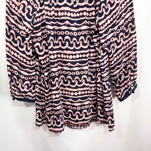 Vineyard Vines Large Top Silk Navy Blue Pink Fish Stripe Print‎ Long Sleeve 635 thumbnail 7
