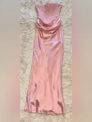 NEW HOUSE OF CB Persephone Strapless Corset Satin & Stretch Crepe pink Gown XS thumbnail 4