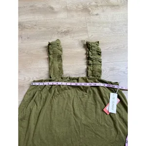 NWT 78 & Sunny Tank Top womens 2X SAGE‎ green Topanga Beach tank ruffle straps thumbnail 3
