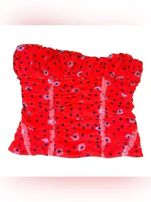 NWOT Free People Scottie Printed Tube Top Floral Red thumbnail 6