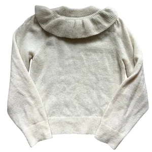 Doen Azaria Ivory Cream Sweater Size XS Alpaca Wool Ruffle Collar thumbnail 3