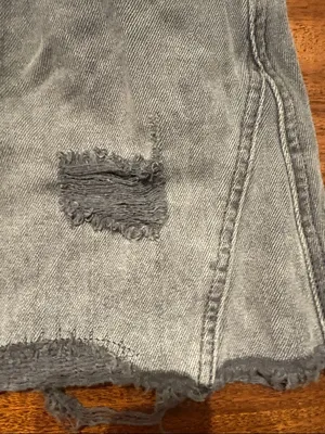 We The Free Washed Gray Distressed Button-Front Mini Skirt thumbnail 5