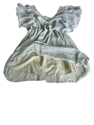 Sage Green Swiss Dot Babydoll Mini Dress - Size S - NWT thumbnail 3