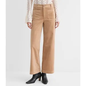 LOFT Women's Palmer Wide Leg Tan Corduroy Pants Size 30" Waist thumbnail 2
