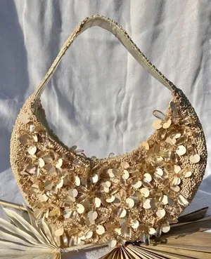 NWT viral bag — Cream beaded embellished bead & sequin purse handbag thumbnail 1