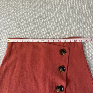 Fashion On Earth Coral Orange Linen Button Mini Skirt Sz Sm thumbnail 4