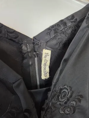 The Dressmaker Custom Dress Satin Brocade Floral Black Midi Fit N Flare Small thumbnail 5