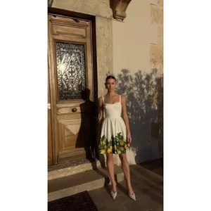 Amanda Uprichard Napoli Lemon Print Cotton Mini Dress White Size‎ S thumbnail 8