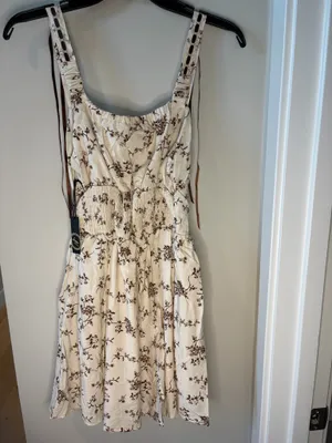NWT Liberty Love Floral Milkmade Mini Dress with Ribbon Strap and Smocked back. Size Medium. thumbnail 4
