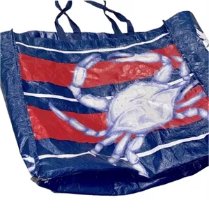 Tj maxx large reusable bag blue crab print thumbnail 1