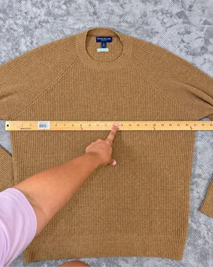 Peter Millar Collection M Wool Cashmere Sweater Brown Crewneck England Waffle Kn thumbnail 8