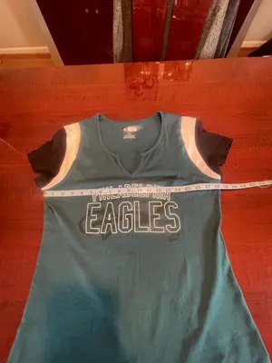 NFL Philadelphia Eagles Midnight Green Colorblock V-Neck Tee Shirt Women’s Large thumbnail 5