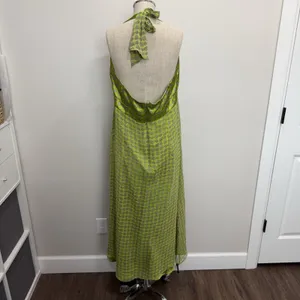 Vtg 60‎ Style Sz 16 Silk Maxi Halter Dress Babydoll Retro Academia Nature Artsy thumbnail 8