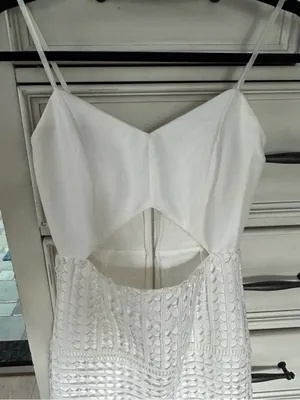 Mustard seed white keyhole mini dress thumbnail 3