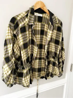 Free People We The Free Plaid Wool Blend Utility Jacket Shacket Medium Grunge thumbnail 3