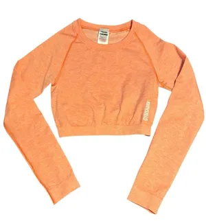 Gymshark Orange Long Sleeve Crop Top thumbnail 1