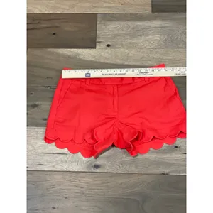J.Crew Size 6 Orange Linen‑Cotton Scalloped Hem Shorts thumbnail 4